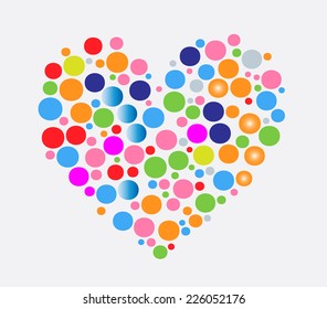 bubbles in different colors and sizes in heart shape  - EPS 10 vector