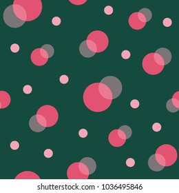 Bubbles, dots or circles background. Abstract vector green pink pattern.
