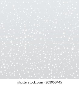 Bubbles or drop background, vector illustration. Water drops on glass. Water liquid drop, clean transparent rain drop illustration