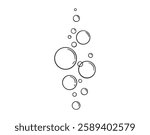 bubbles of fizzy drink or bubbles in the water from fish doodle hand drawn icon. Outline drawing bubbles in the water line clipart symbol. Vector illustration
