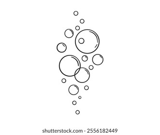 bubbles of fizzy drink or bubbles in the water from fish doodle hand drawn icon. Outline drawing bubbles in the water line clipart symbol. Vector illustration