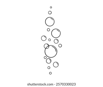 bubbles of fizzy drink or bubbles in the water from fish doodle hand drawn icon. Outline drawing bubbles in the water line clipart symbol. Vector illustration