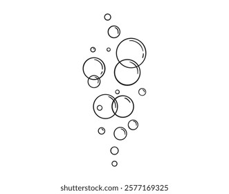 bubbles of fizzy drink or bubbles in the water from fish doodle hand drawn icon. Outline drawing bubbles in the water line clipart symbol. Vector illustration