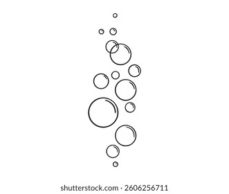 bubbles of fizzy drink or bubbles in the water from fish doodle hand drawn icon. Outline drawing bubbles in the water line clipart symbol. Vector illustration