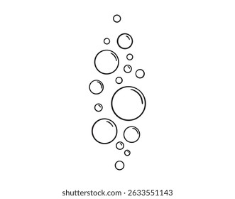 bubbles of fizzy drink or bubbles in the water from fish doodle hand drawn icon. Outline drawing bubbles in the water line clipart symbol. Vector illustration