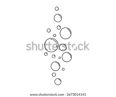bubbles of fizzy drink or bubbles in the water from fish doodle hand drawn icon. Outline drawing bubbles in the water line clipart symbol. Vector illustration