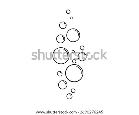 bubbles of fizzy drink or bubbles in the water from fish doodle hand drawn icon. Outline drawing bubbles in the water line clipart symbol. Vector illustration