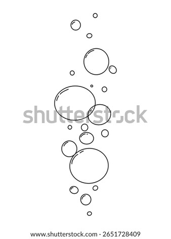 Bubbles fizzy foam doodle sketch hand drawn. Line shampoo bubbles, champagne gas linear. Water balls. sparkles.