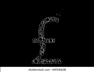 Bubbles forming a Pound Stering Currency sign symbol in Black background