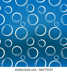 Bubbles geometric seamless pattern. White circles on blue background. Fashion graphic design. Modern stylish abstract texture. Template for prints, textiles, wrapping, wallpaper. VECTOR illustration.