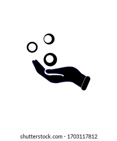 Bubbles in hand, soap, hand hygiene, vector icon