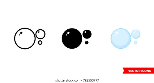 Bubbles icon of 3 types: color, black and white, outline. Isolated vector sign symbol.