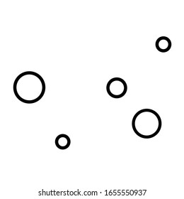 Icono de burbujas, logotipo de círculos, composición de esfera, líneas negras redondeadas, elemento conceptual minimalista, anillos vectoriales sobre fondo blanco.