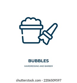 Bubbles icon. Linear vector illustration from hairdressing and barber shop collection. Outline bubbles icon vector. Thin line symbol for use on web and mobile apps, logo, print media.