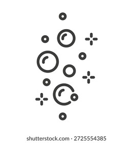 Ícone Bolhas. Sinal de espuma de sabão. Bolha de ar na bebida. Ilustração vetorial de arte em linha.
