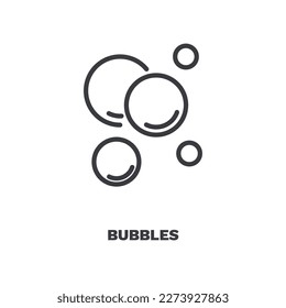 icono de burbujas. Icono de burbujas de línea delgada de la colección Higiene and Sanitation. Vector de contorno aislado en fondo blanco. El símbolo de burbujas editable se puede usar web y móvil