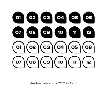 Bubbles icons with numbers. Silhouette, black, message bubbles, bubble icons with numbers. Vector icons