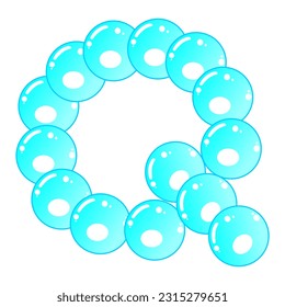 bubbles illustration with alphabet shape, bubbles illustration with letter shape