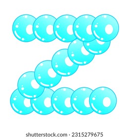 ilustración de burbujas con forma alfabética, ilustración de burbujas con forma de letra