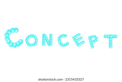 bubbles illustration with alphabet shape, bubbles illustration with letter shape