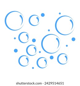 Bubbles illustration. Cartoon bubbles of water or soda. Vector isolated on white background.