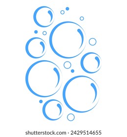 Bubbles illustration. Cartoon bubbles of water or soda. Vector isolated on white background.