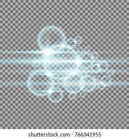 Bubbles with light, light effect with bubbles on transparent background, aqua color