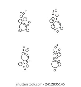 Blase-Linien-Symbole gesetzt. Seifenblase, Limonade-Schwindelgetränk, Sauerstoffluft. Blase unter Wasser. Vektorgrafik