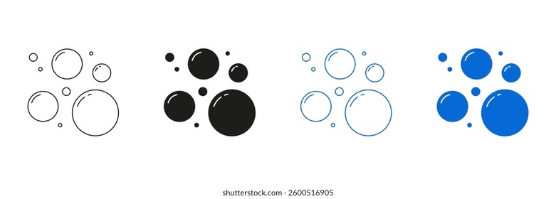 Bubbles Line And Solid Icon Set. Bubble Variations Symbol Collection. Isolated Vector Illustration.