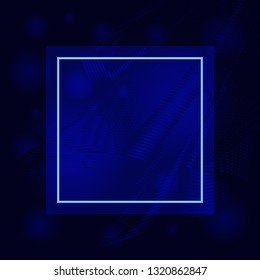 Bubbles and lines on dark blue background. Idea for cover. Template for design