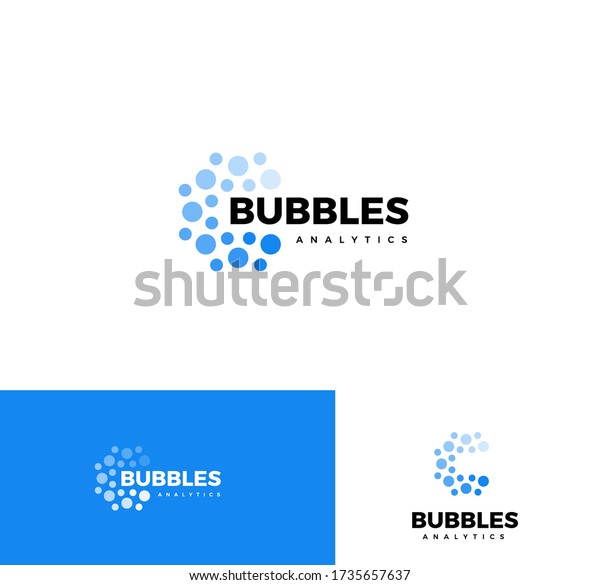 Bubbles logo set. Web analytics app\
logotype collection.  Business report element, mind map application\
icon. Sparkling mineral water. Fizzy drink sign. Isolated car wash,\
laundry vector\
illustration.