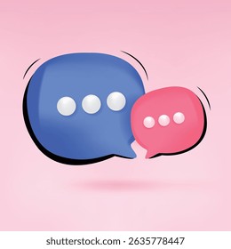 Bubbles message isolated on pastel 3d mesh and gradient vector illustration background