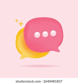 Bubbles message isolated on pastel 3d mesh and gradient vector illustration background