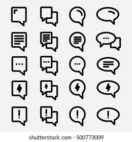 Bubbles, message, mobile and speak icons vector set. Chat and phone icon