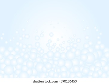 Bubbles on blue background. Abstract pattern with soapbubbles. Circle, bubble light design, clear soapy shiny, vector illustration. Circles bubbling away. Eps10.
