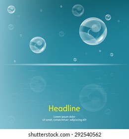 Bubbles on blue background. Isolated. Vector illustration.
