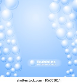 Bubbles on blue wave background. EPS10 vector.