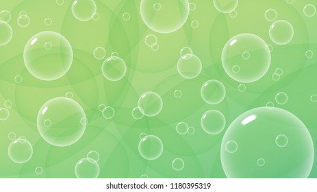 Bubbles on green background, abstract background.
