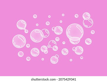 Bubbles on pink background .Fizzing air or water bubbles . Fizzy sparkles. Gum. Vector cartoon illustration. Vector illustration.