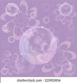 bubbles on a purple flower background