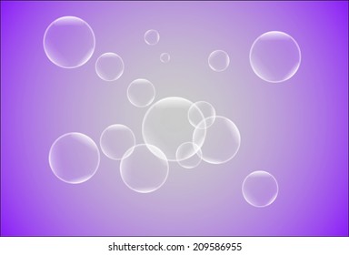 Bubbles on vignetting grey and purple background, vector