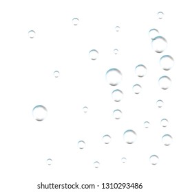 Bubbles on white background. Simple design, clear soapy shiny, vector illustration