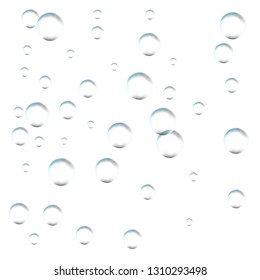 Bubbles on white background. Simple design, clear soapy shiny, vector illustration