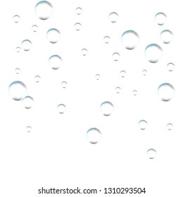 Bubbles on white background. Simple design, clear soapy shiny, vector illustration