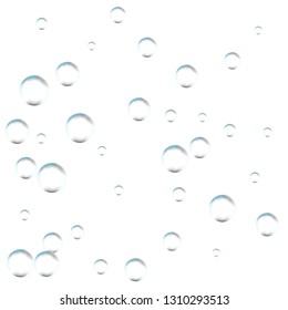 Bubbles on white background. Simple design, clear soapy shiny, vector illustration