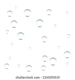 Bubbles on white background. Simple design, clear soapy shiny, vector illustration