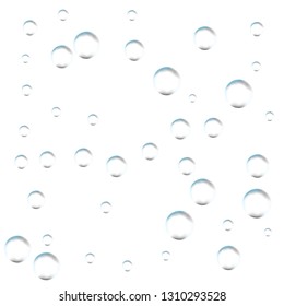 Bubbles on white background. Simple design, clear soapy shiny, vector illustration