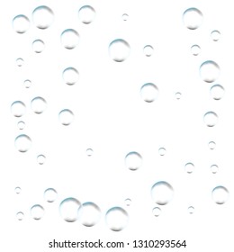 Bubbles on white background. Simple design, clear soapy shiny, vector illustration