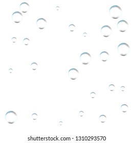 Bubbles on white background. Simple design, clear soapy shiny, vector illustration