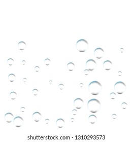 Bubbles on white background. Simple design, clear soapy shiny, vector illustration